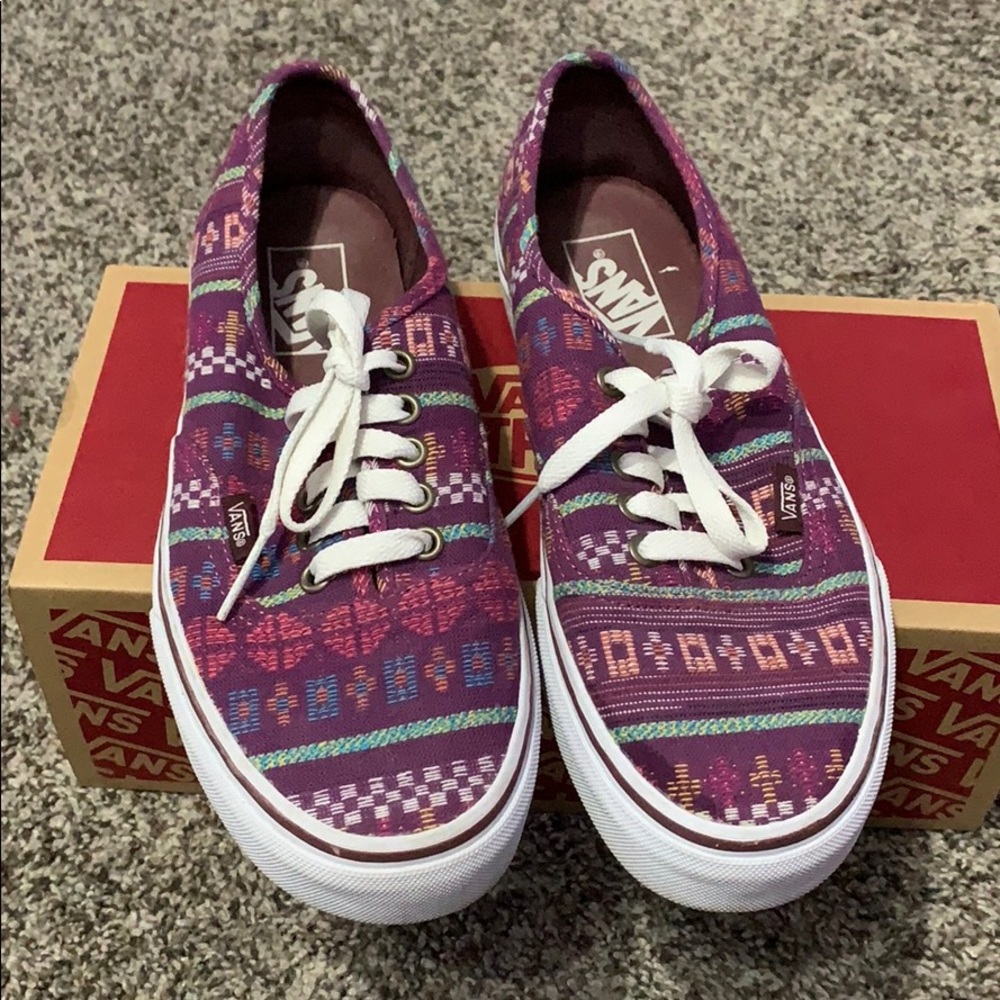 Tribal print purple Vans